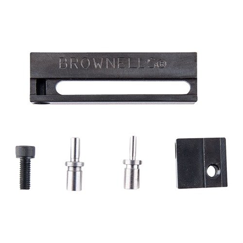 The Brownells Colt 1911 Hammer/Sear Pin Block Kit enables precise mating of hammer and sear outside the firearm, ensuring clear visibility and accurate adjustments.