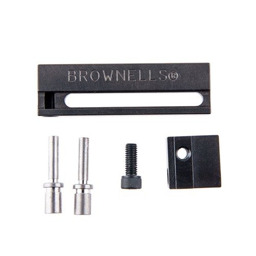 The Brownells Colt AR-15 Hammer/Sear Pin Block Kit enables precise mating of hammer and sear outside the firearm, ensuring clear visibility and accurate adjustments.