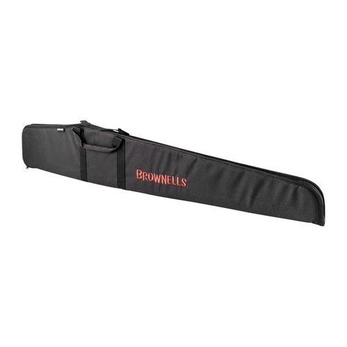 The Brownells Shotgun Case features a durable, water-resistant outer shell, soft padding, and a scratch-resistant lining, accommodating both scoped and non-scoped shotguns.