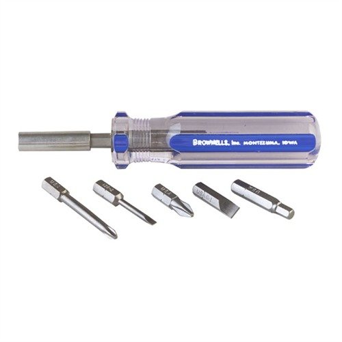 The Brownells Remington 870/1100 Screwdriver Set features precision-fit MAGNA-TIP® bits, durable construction, and a compact design for easy portability.