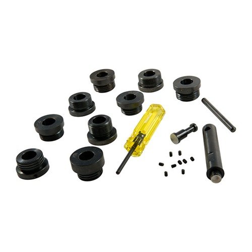 The Brownells Complete Bolt Lapping Tool Kit features an interchangeable design for consistent spring pressure, ensuring precise mating of locking lug recesses.