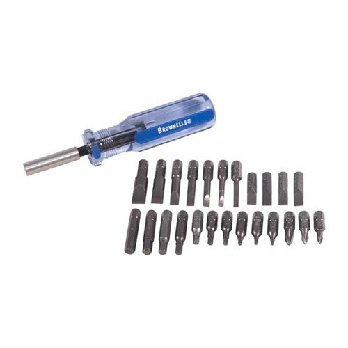 The Brownells Magna-Tip #2 Standard Set features precision bits and a magnetic LE handle, ensuring efficiency and accuracy for all your gunsmithing needs.