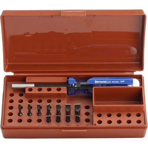 The Brownells Magna-Tip #3 Standard Set features a durable hollow handle and precision bits, ideal for gunsmithing and workshop tasks, ensuring efficiency and reliability.