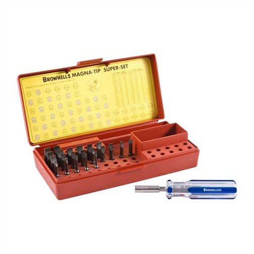The MAGNA-TIP 22 Bit Starter Screwdriver Set features a magnetic Law Enforcement handle, ensuring precision and ease for all your gunsmithing needs.