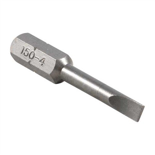 The Brownells Magna-Tip Super Set Bit #150-4 is heat-treated steel, designed for precision fitting of 1911 Auto & Ruger MkI/MkII grip screws.