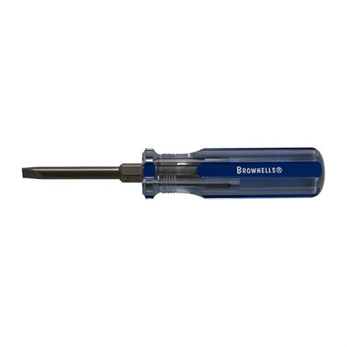 The Brownells Fixed Blade Screwdriver #12 features a .270 shank and .045 blade thickness, with a durable 2.5cm handle for precise gunsmithing tasks.