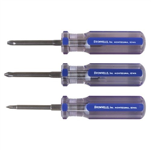 Experience superb control with Brownells Anti-Cam Screwdrivers, featuring a long shank for recoil pad installs and unique teeth for secure screw removal.