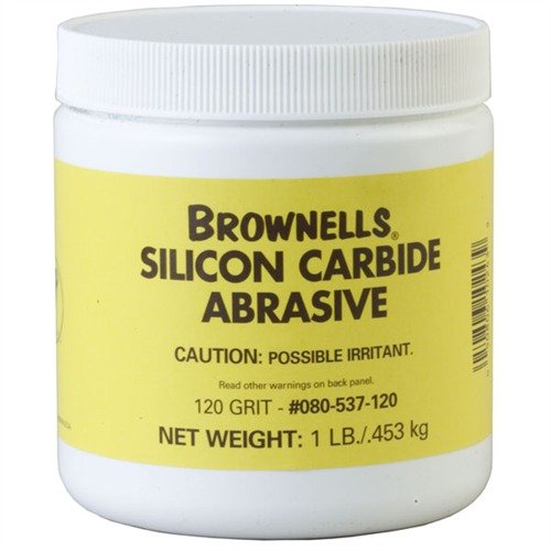 Brownells Silicon Carbide Abrasive Grit is ideal for achieving a high-gloss finish on metal parts, available in 120 grit for coarse applications and 600 grit for fine work.