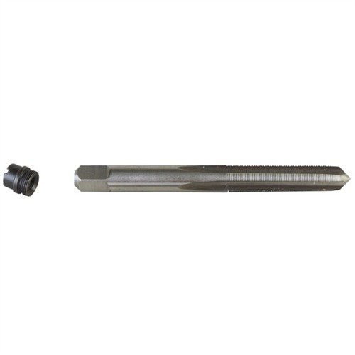 Easily replace stripped-out bushing holes with Brownells 1911 Oversized Bushing Set, featuring 4 blued steel bushings and a high-speed tap for professional results.