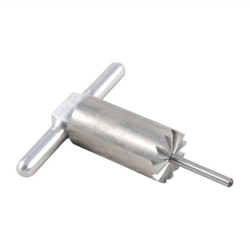 The Brownells 90° Muzzle Facing Cutter & Steel Pilot ensures precise muzzle squaring for .177 airguns, featuring a durable hardened steel cutter and lightweight aluminum handle.