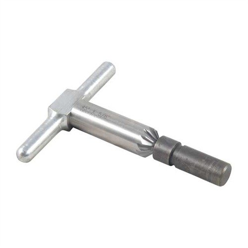 The Brownells 45° Chamfering Cutter smooths rifle and handgun edges for clean exits and faster revolver reloads, featuring interchangeable pilots for versatility.
