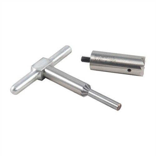 Achieve precise muzzle squaring and chamfering with the Brownells Steel One Caliber Set, featuring interchangeable pilots for multiple calibers and durable hardened steel cutters.