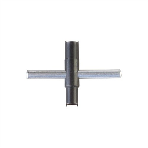 The Brownells Crane Bushing Tool is crafted from hardened steel, ensuring easy removal of bushings without damage, with a compact design for effective use.