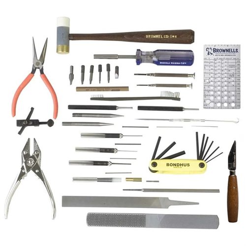 The Brownells Basic Gunsmith Kit provides 24 essential tools to confidently tackle basic repairs, cleaning and servicing of nearly any firearm.