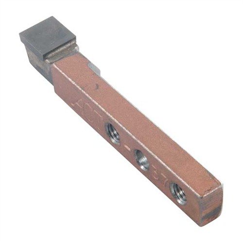 Easily relieve revolver barrel shoulders with the Brownells Master Barrel Set Back Fixture, featuring an adjustable carbide cutter and multiple caliber pilots.