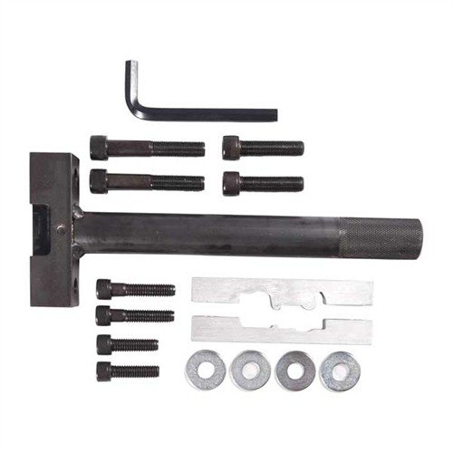 The Brownells Revolver Action Wrench for S&W L frame ensures secure handling with a steel base, interchangeable aluminum heads, and prevents torque damage.