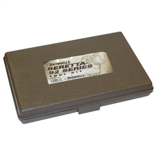 The Brownells Beretta 92 Series Flat Storage Toolbox securely holds all tools from the Complete Beretta 92 Series Tool Kit, ensuring organized and efficient maintenance.