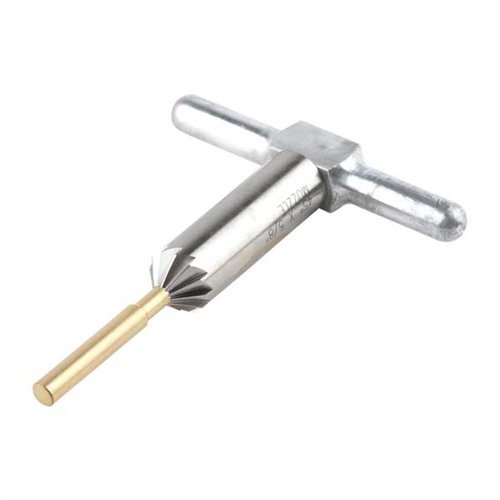 The Brownells 6mm 12-Flute Muzzle Chamfer Set includes a cutter, pilot, and handle for precise muzzle finishing, enhancing accuracy and performance.