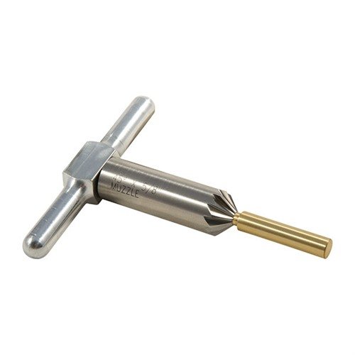 The Brownells 12-Flute Muzzle Chamfer Set features a smooth-cutting twelve-flute cutter and brass pilot, perfect for precise muzzle touch-ups without damage.