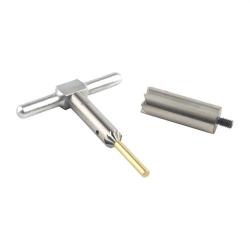 The Brownells Brass One Caliber Set for .22 RF Muzzle ensures precision with hardened steel cutters and a durable aluminum handle, all in a convenient box.