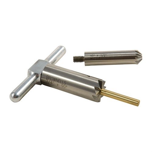 The Brownells Brass One Caliber Set for .22 RF Muzzle ensures precise squaring and chamfering of rifle and handgun muzzles with durable hardened steel cutters.
