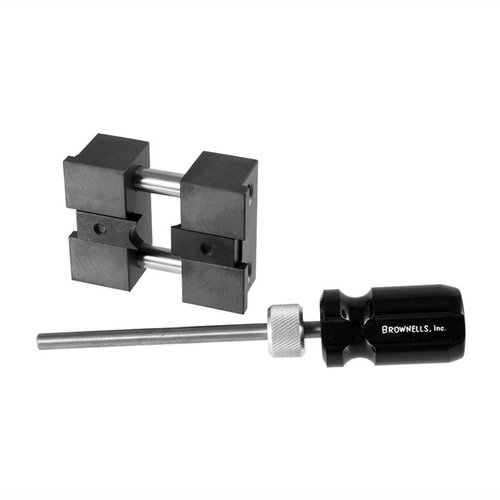 The Brownells Single Action Gas Ring Stretcher effectively cures cylinder endshake issues and prevents hazardous lead spitting, featuring hardened steel contact points.