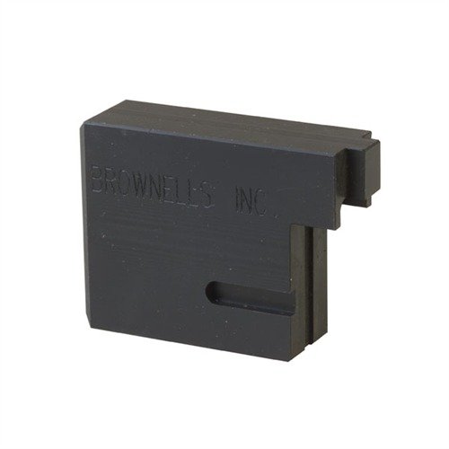 The Brownells AR-15 Hammer Drop Block protects your thumb and receiver while tuning triggers, absorbing shock and preventing damage during hammer strikes.