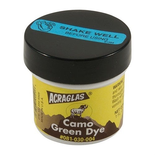 ACRAGLAS® Dyes mix seamlessly with epoxy for true colour, perfect for stock bedding, crack repair, and matching Camo Paints for a flawless finish.