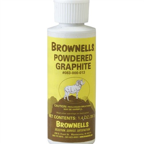 Brownells Powdered Graphite provides superior lubrication, reduces wear, resists fouling, and won't trap contaminants, ideal for firearms and household use.