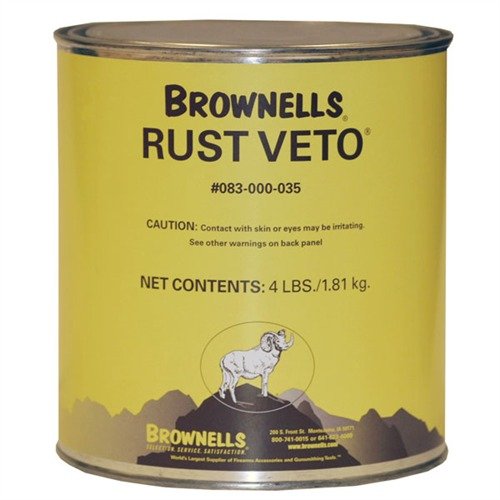 Brownells Rust Veto is a powerful rust preventer that protects firearms for years, melting at 140°-170°F for complete coverage and easy application.