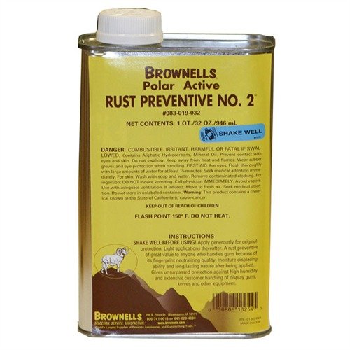 Protect your firearms with RUST PREVENTIVE No. 2™; it neutralizes fingerprints, displaces moisture, and effectively prevents rust for lasting durability.