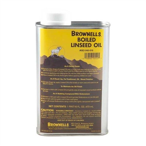 Brownells Boiled Linseed Oil is a clear, double boiled and filtered oil that cures in 4-6 hours, perfect for protecting and enhancing your firearms.