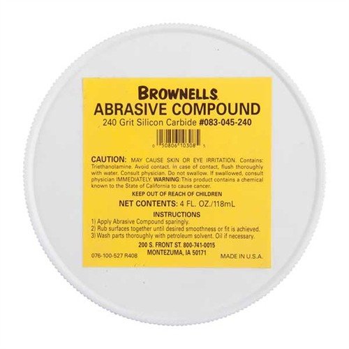 Experience superior sharpening with Brownells Silicon Carbide Abrasive Compound #240 grit, featuring sharp-edged silicon carbide in a self-lubricating petroleum base.