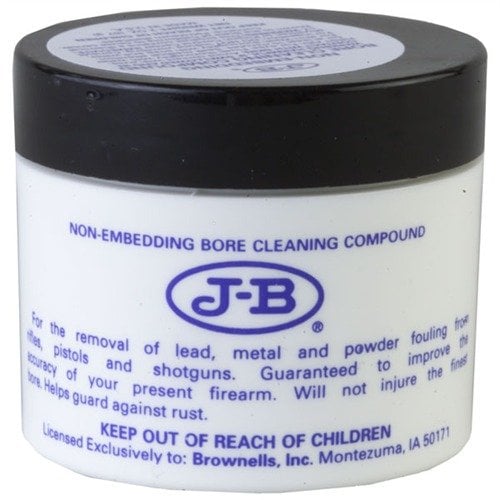 J-B Bore Cleaning Compound cuts through tough bullet jacket and powder fouling with a cushioned abrasive action, leaving bores sparkling without harming finishes.