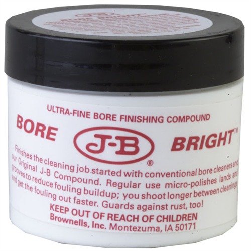 J-B Bore Bright offers a micro-fine cleaning and polishing compound that enhances accuracy, reduces fouling, and simplifies barrel maintenance.