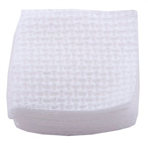 Brownells Square Cross-Lock Patches feature dual textures for aggressive fouling removal and smooth solvent application, made from a lint-free, absorbent cotton blend.