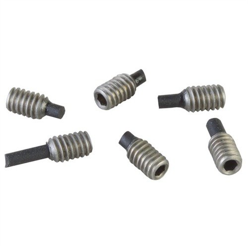 Enhance your firearm's precision with Brownells Trigger Stop Screws, featuring non-marring rubber tips and an easy 8-32 tpi fit. Pack includes 6 screws and instructions.