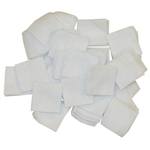 Discover Brownells 100% Cotton Flannel Cleaning Patches, available in convenient resealable bags for easy storage and transport, ideal for all your shooting needs.