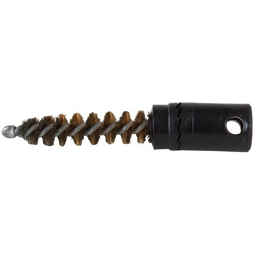 The Brownells Ratchet Chamber Brush, designed for .308 chambers, features a durable plastic ratchet and bronze wire for effective cleaning of semi-auto rifles.