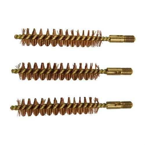 The BROWNELLS BEEFY Bore Brushes feature tough phosphor bronze bristles and robust 10-32 threads, ideal for cleaning .416 caliber rifles efficiently.