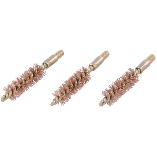 The Brownells Double-Tuff Bore Brush features phosphor bronze bristles and a sturdy brass shank, delivering powerful scrubbing for .38/.357 pistols.