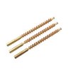 .22 Rimfire Rifle Bore Brushes with hard-scrubbing bronze bristles and brass shank, designed to fit Dewey coated rods; 3 pack for efficient cleaning.