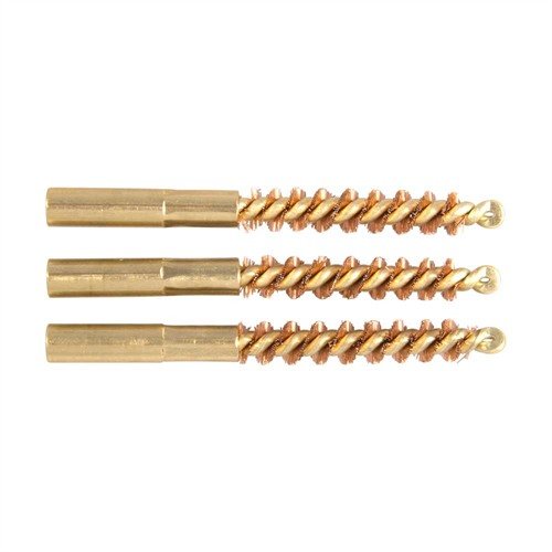 Special Line Dewey-Thread Handgun Bore Brushes feature phosphor bronze bristles for durability, a brass shank to prevent scratches, and thread directly onto Dewey rods.