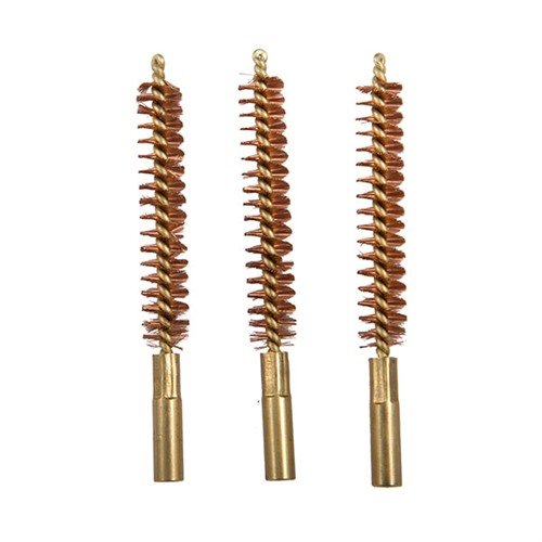The Brownells Special Line Dewey Brush features phosphor bronze bristles for durability, a brass shank to prevent scratches, and threads directly onto Dewey rods.