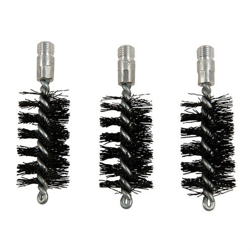 Brownells Standard Line Nylon Shotgun Bore Brushes offer durability with one-piece steel shanks, effectively clean without scratches, and come in a convenient 3-pack.