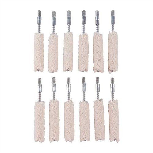 Brownells Cotton Bore Mops are pure and natural, perfect for .35/.38 calibers, featuring durable brass and steel shanks for effective cleaning and maintenance.