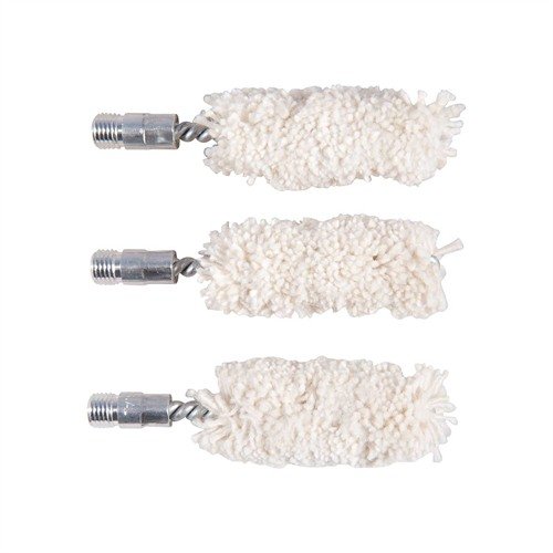 Brownells Cotton Bore Mops effectively absorb solvents and oils, while their natural scrubbing action removes fouling, perfect for applying cleaning compounds.