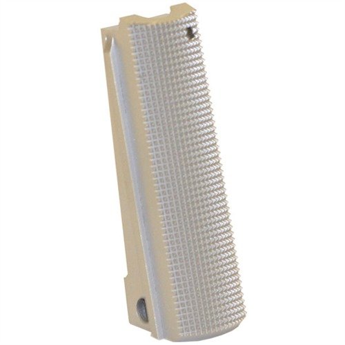 Enhance your 1911 with the Ed Brown Flat Mainspring Housing, featuring 25 LPI checkering for superior grip and control, tailored for every shooter's preference.