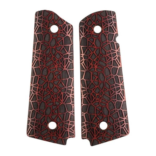Enhance your 1911 with Ed Brown\u0027s Labyrinth Grips, featuring durable Cocobolo wood or all-black phenolic, ensuring a secure hold during rapid-fire.
