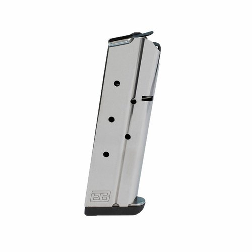 Experience unmatched reliability with Ed Brown's 10mm 8rd stainless magazines, featuring a heat-treated steel body, self-levelling follower, and versatile base pads.